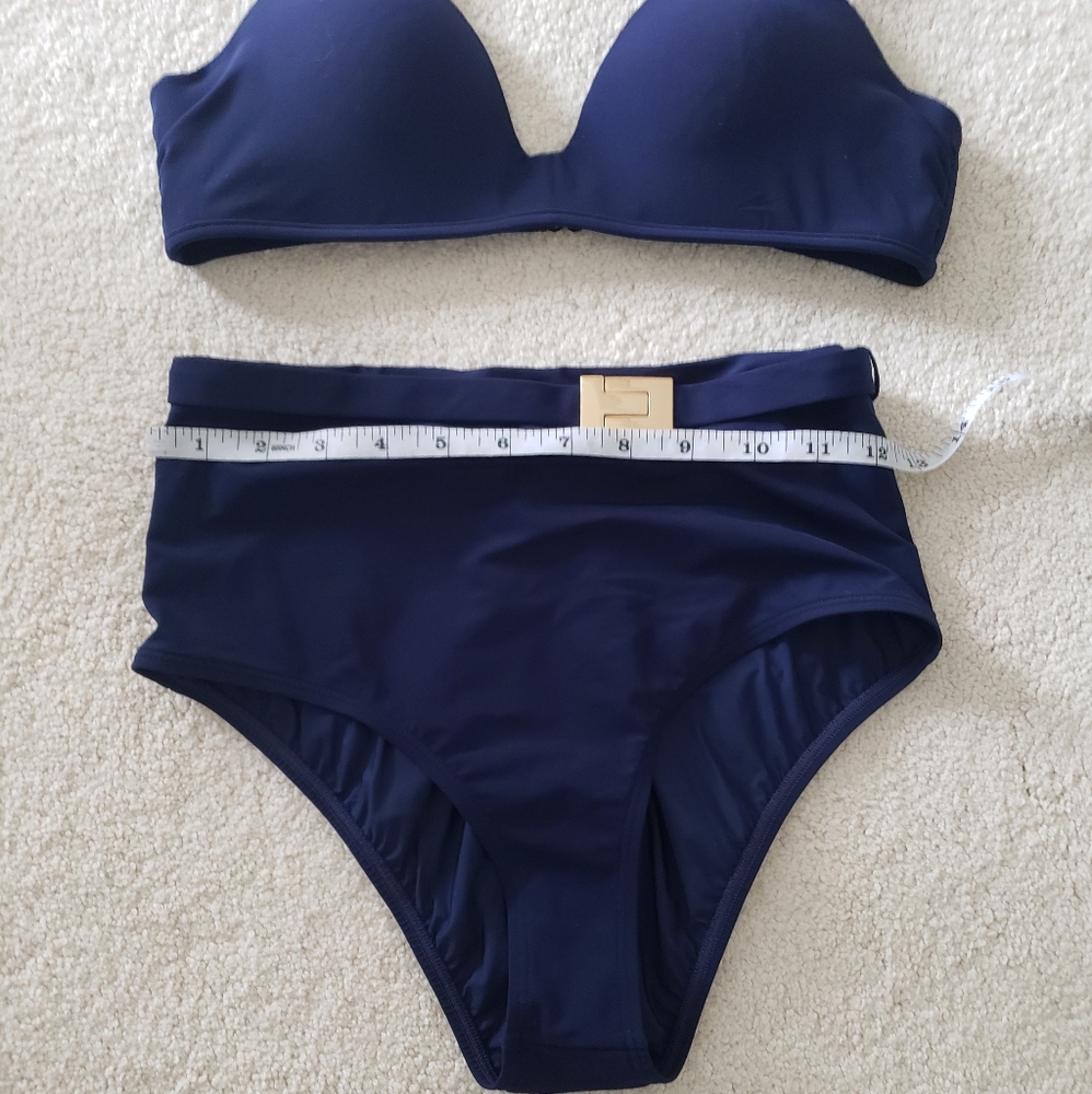 SOLD Tory Burch T-Belt High Waisted 2-piece Bikini Navy szS - Picture 6 of 16